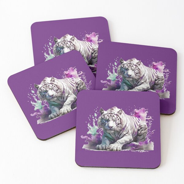 Item preview, a white tiger as a watercolor designed and sold by Rose Design & Photos.