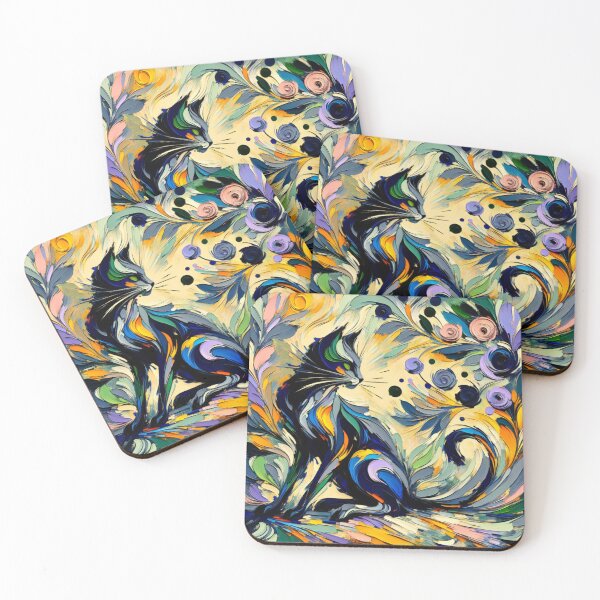 Item preview, Artistic Painting of a Fantasy Cat in a Kaleidoscope of Colors designed and sold by Keirnyx.