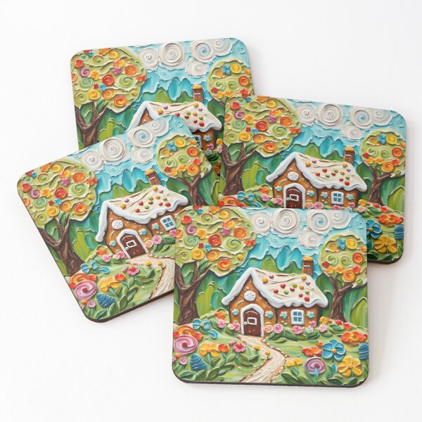 Item preview, Gingerbread House Summertime Oil Impasto Painting designed and sold by MeadowFarmPrint.