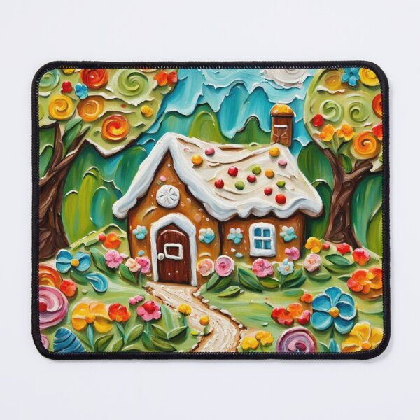 Item preview, Gingerbread House Summertime Oil Impasto Painting designed and sold by MeadowFarmPrint.
