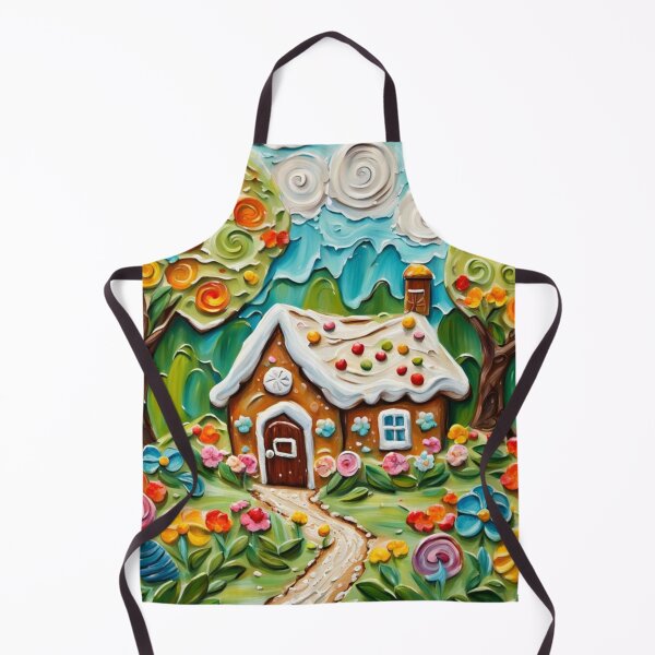 Item preview, Gingerbread House Summertime Oil Impasto Painting designed and sold by MeadowFarmPrint.