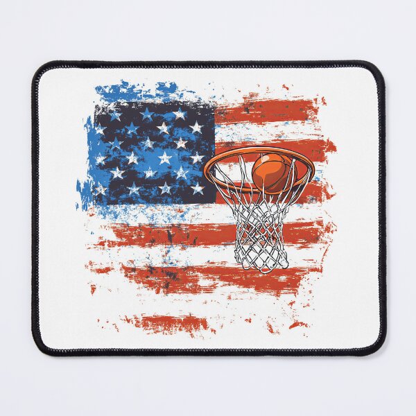 Item preview, basketball hoop with abstract background of united states of america flag designed and sold by Micapox.