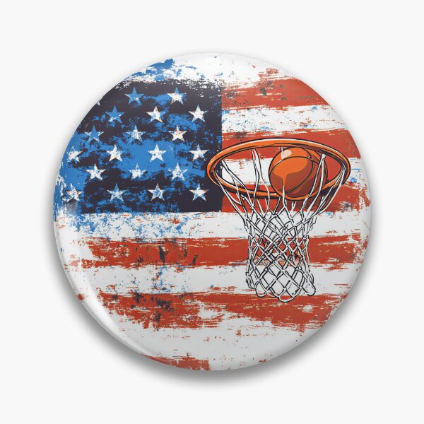 Item preview, basketball hoop with abstract background of united states of america flag designed and sold by Micapox.