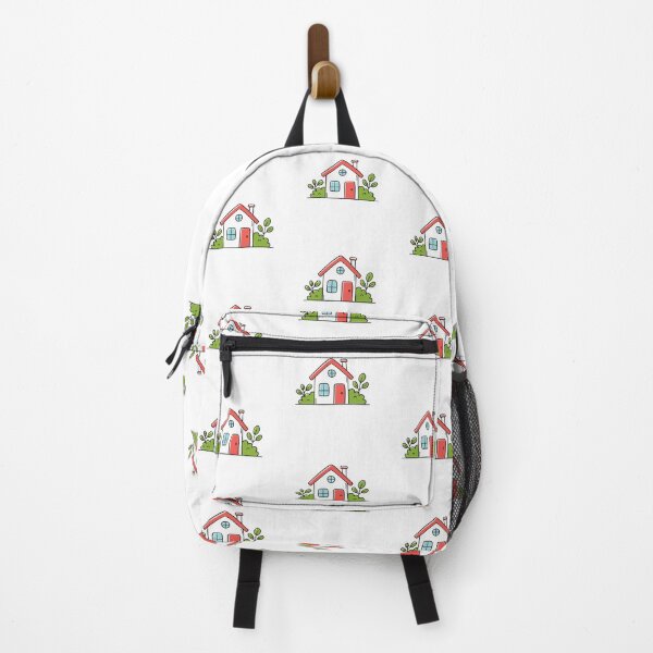 Item preview, house with a chimney, with bushes and trees designed and sold by rasagamastore.