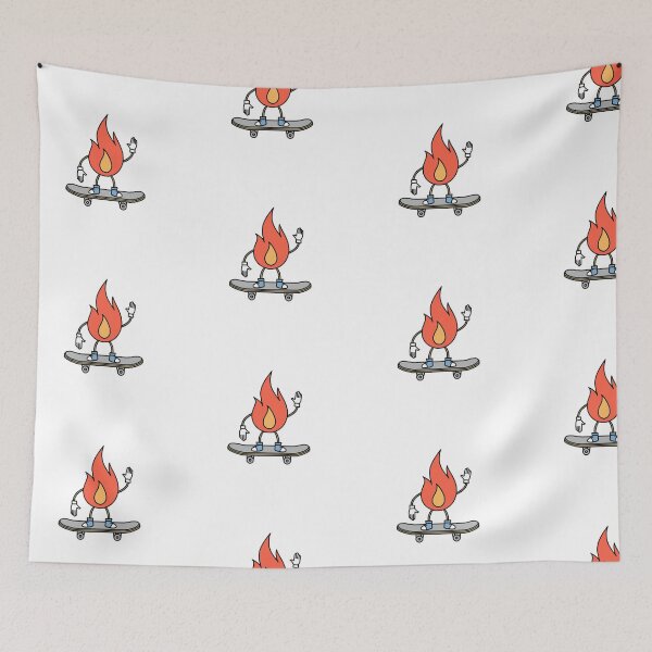 Item preview, Fire flame mascot playing skateboard designed and sold by rasagamastore.