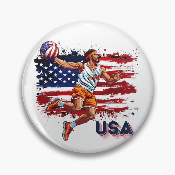 Item preview, Basketball flying jump with abstract USA flag designed and sold by Micapox.