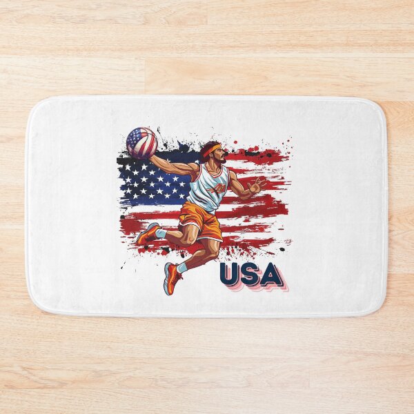 Item preview, Basketball flying jump with abstract USA flag designed and sold by Micapox.