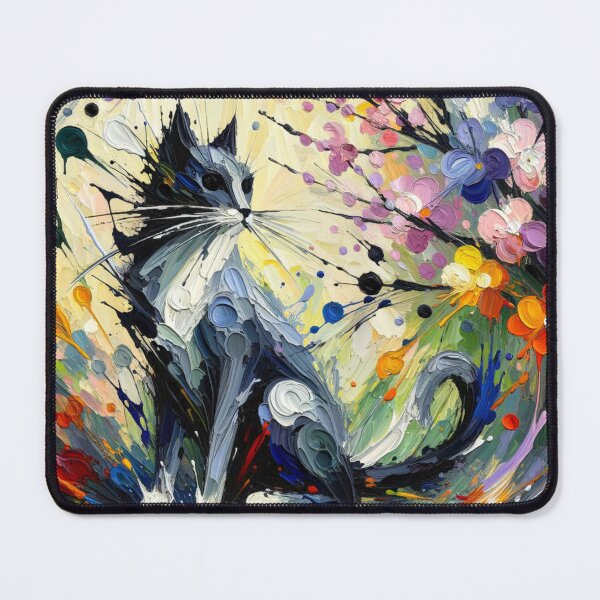 Item preview, Colorful Artistic Painting of a Cat with Floral Accents designed and sold by Keirnyx.