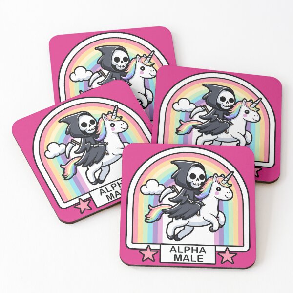 Item preview, Alpha Male Grim Reaper on a Unicorn in a Rainbow designed and sold by Nathaniel Baker.