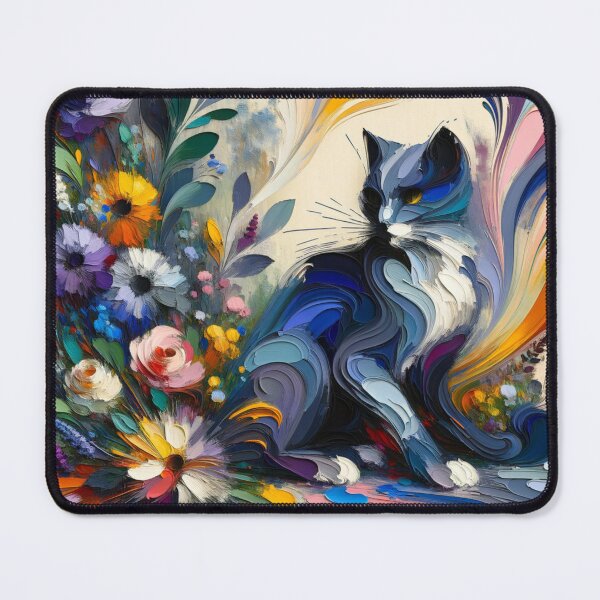 Item preview, Colorful Cat with Floral Accents Vibrant Painting designed and sold by Keirnyx.