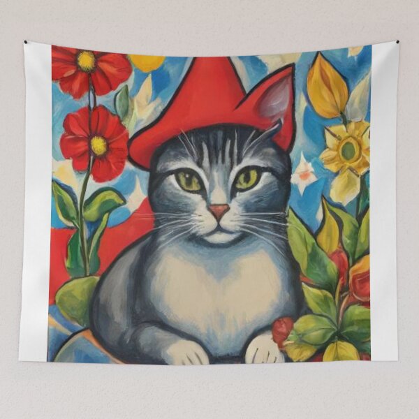 Item preview, Grey Cat and Flowers AI gen designed and sold by Goods4SaleNow.
