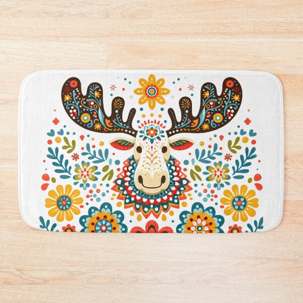 Item preview, Scandinavian Folk art - Melvin the Moose Head  by heidiannemorris designed and sold by FOLK ART FUSION by heidiannemorris.