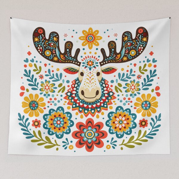 Item preview, Scandinavian Folk art - Melvin the Moose Head  by heidiannemorris designed and sold by FOLK ART FUSION by heidiannemorris.