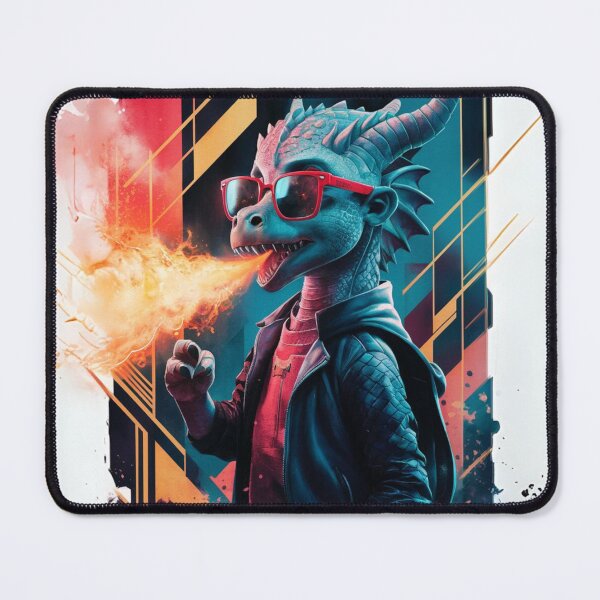 Item preview, Futuristic Flair Young Dragon in Red Sunglasses Amid Cyberpunk Chaos designed and sold by piketo.
