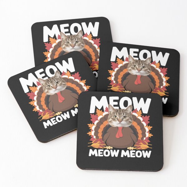 Item preview, Meow Meow Cat Turkey Thanksgiving Humor Funny Feline designed and sold by Hananiah Merch.