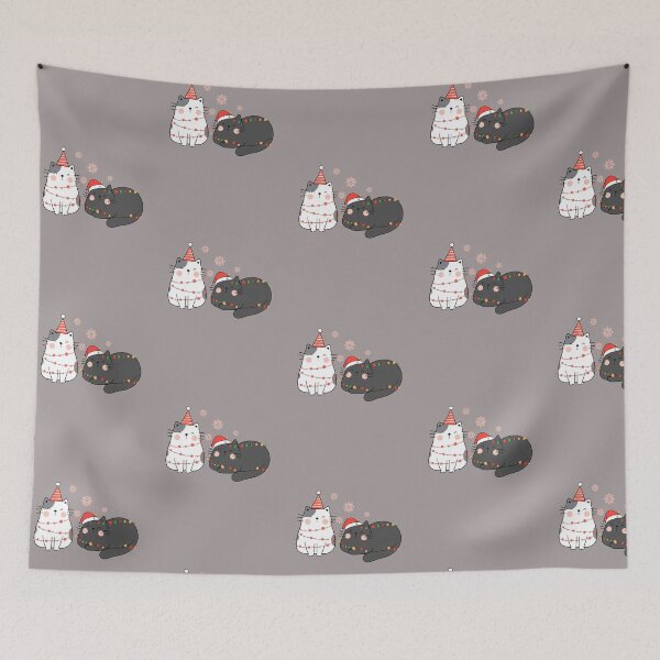 Item preview,  "Santa Cat Tangled Up In Christmas Tree Lights  designed and sold by Playful Strokes pom@pom.