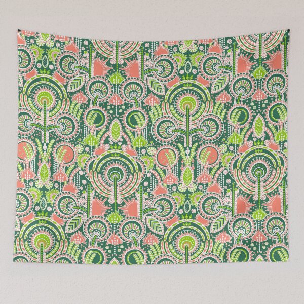 Item preview, Floral Folk Style Stylization, Green and pink version designed and sold by Alex  Blud.