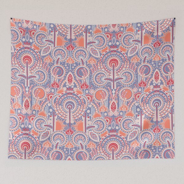 Item preview, Floral Folk Style Stylization, Orange-grey-purple version designed and sold by Alex  Blud.