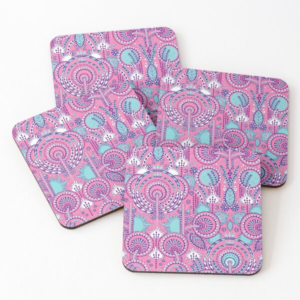 Item preview, Floral Folk Style Stylization, Pink and light blue version designed and sold by Alex  Blud.
