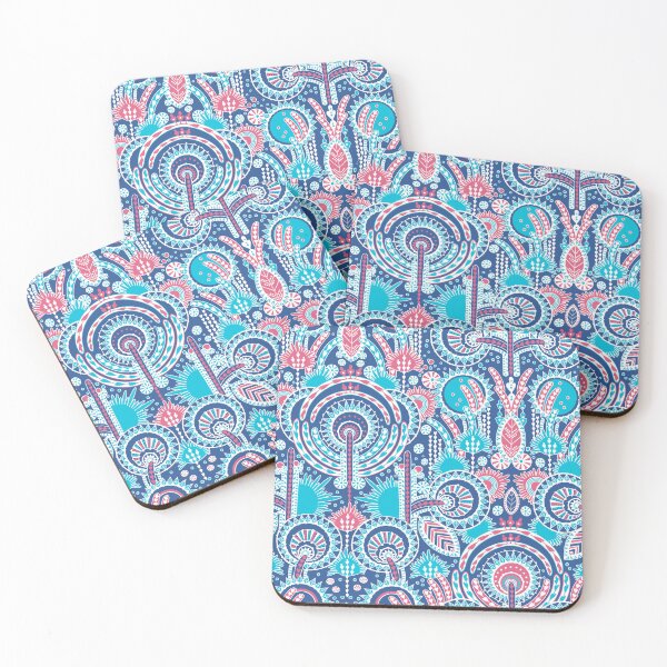 Item preview, Floral Folk Style Stylization, Blue and pink version designed and sold by Alex  Blud.