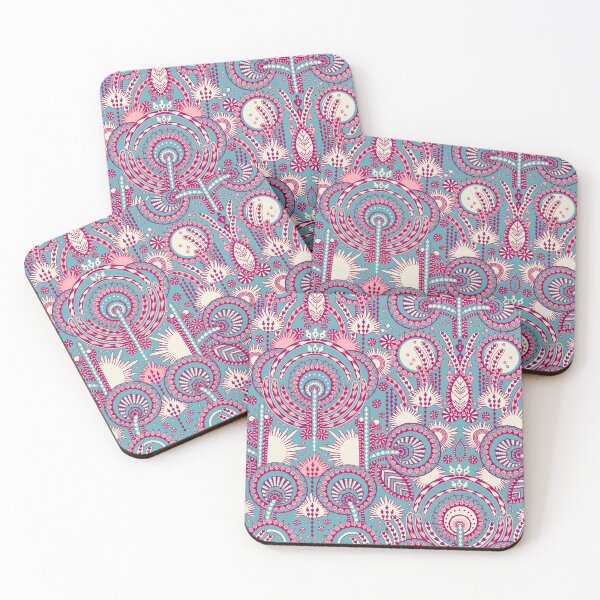 Item preview, Floral Folk Style Stylization, Light blue and pink version designed and sold by Alex  Blud.