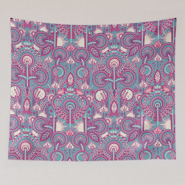 Item preview, Floral Folk Style Stylization, Light blue and pink version designed and sold by Alex  Blud.