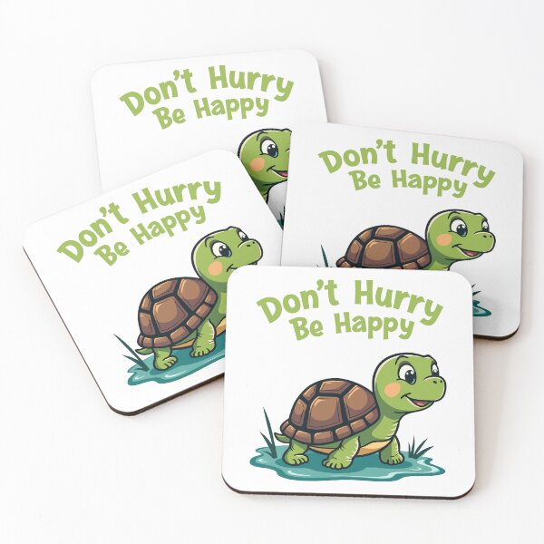 Item preview, Cute Turtle Illustration with Inspirational Quote: Don't Hurry Be Happy designed and sold by SerhiiArt.