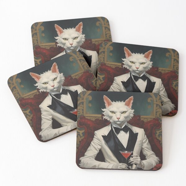 Item preview, White Cat With Cocktail designed and sold by tigereyes78.