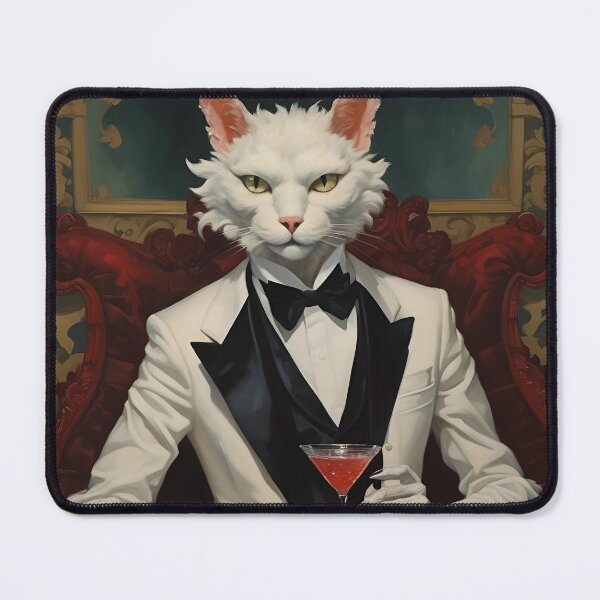 Item preview, White Cat With Cocktail designed and sold by tigereyes78.