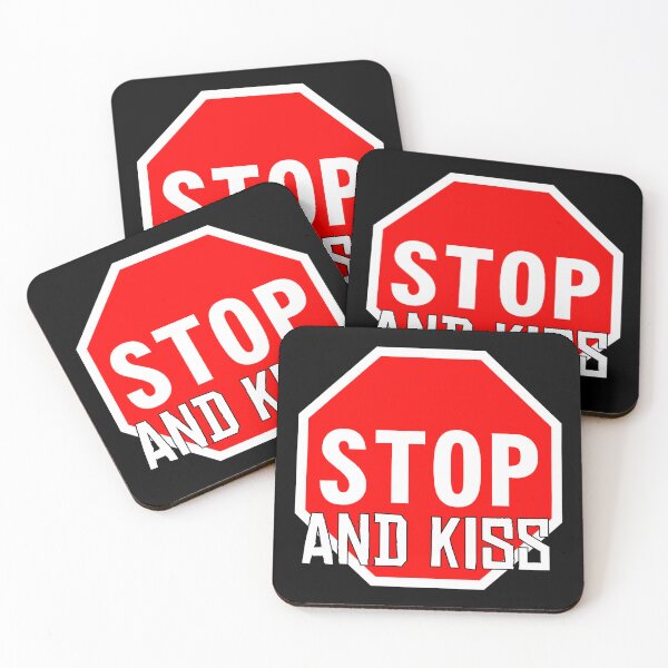 Item preview, Stop And Kiss Sign With Bold Red Design designed and sold by TheMicronarts.