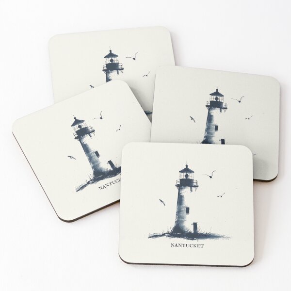 Item preview, Nantucket Lighthouse - Minimalist Coastal Sketch with Seagulls designed and sold by Retro Travel Design.