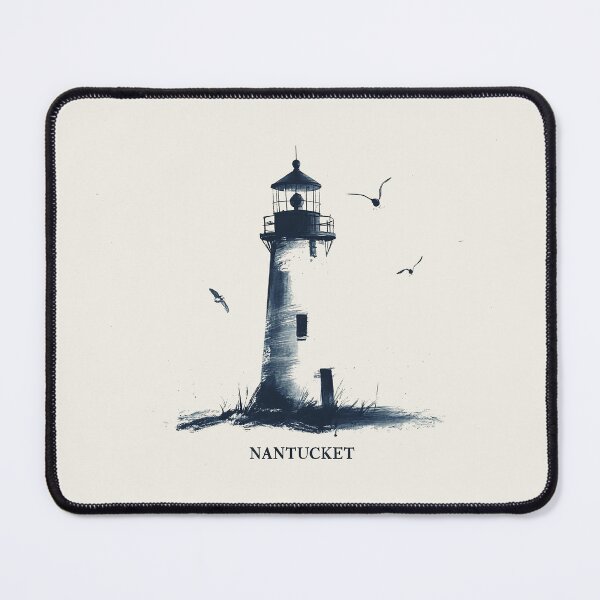 Item preview, Nantucket Lighthouse - Minimalist Coastal Sketch with Seagulls designed and sold by Retro Travel Design.