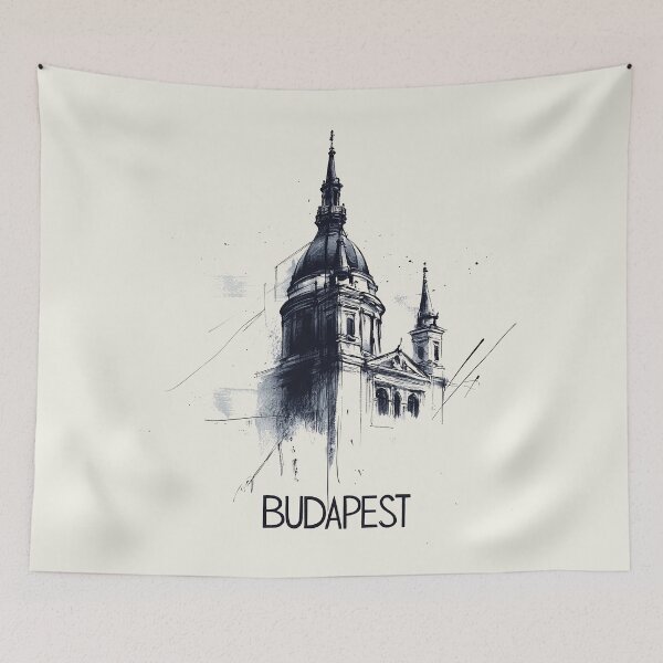 Item preview, Budapest Cathedral - Artistic Ink Sketch of Iconic Architecture designed and sold by Retro Travel Design.