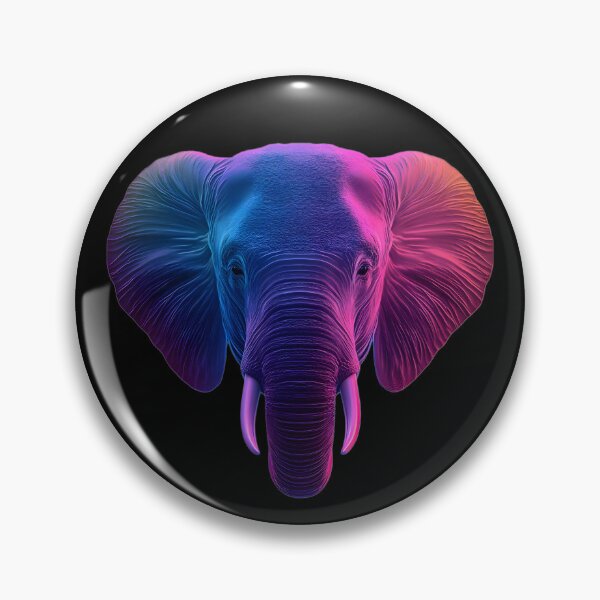 Aperçu de l'œuvre Tête d'éléphant colorée en néon | Cadeau mignon pour les amoureux des animaux et des éléphants créée et vendue par ViralBrowser.