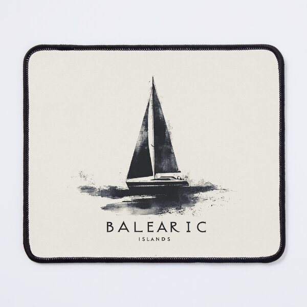 Item preview, Balearic Islands Sailing - Vintage Monochrome Nautical Art designed and sold by Retro Travel Design.