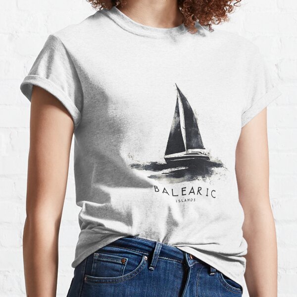 Item preview, Balearic Islands Sailing - Vintage Monochrome Nautical Art designed and sold by Retro Travel Design.