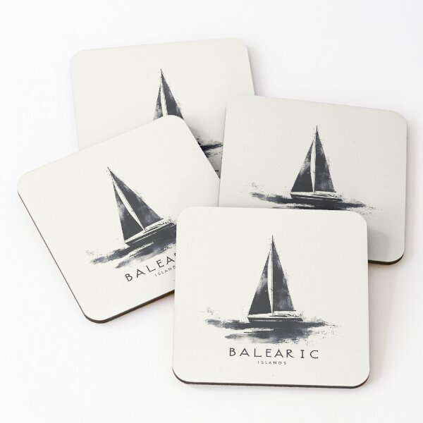 Item preview, Balearic Islands Sailing - Vintage Monochrome Nautical Art designed and sold by Retro Travel Design.
