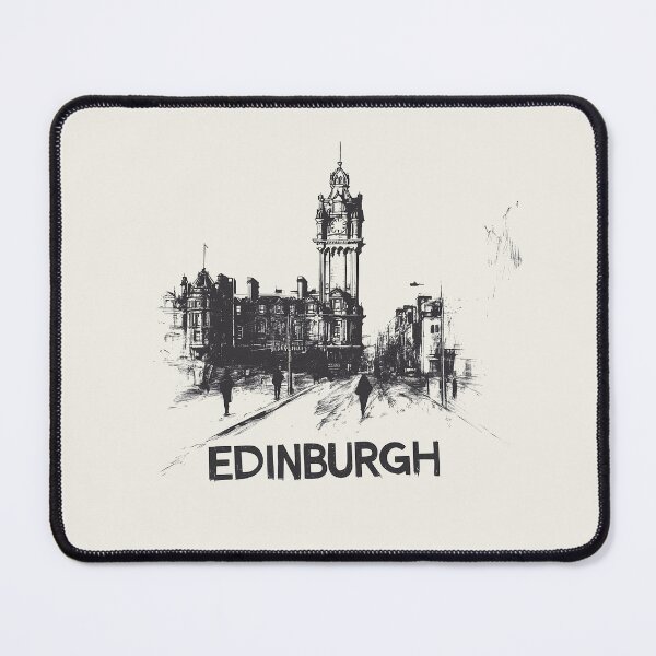 Item preview, Edinburgh Cityscape - Monochrome Sketch of Historic Landmarks designed and sold by Retro Travel Design.
