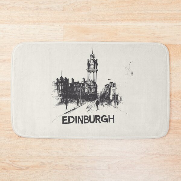 Item preview, Edinburgh Cityscape - Monochrome Sketch of Historic Landmarks designed and sold by Retro Travel Design.