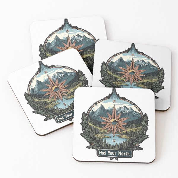Item preview, Find Your North - Detailed Compass Rose with Camping Icons and Mountain Landscape designed and sold by ArtisanSamurai.