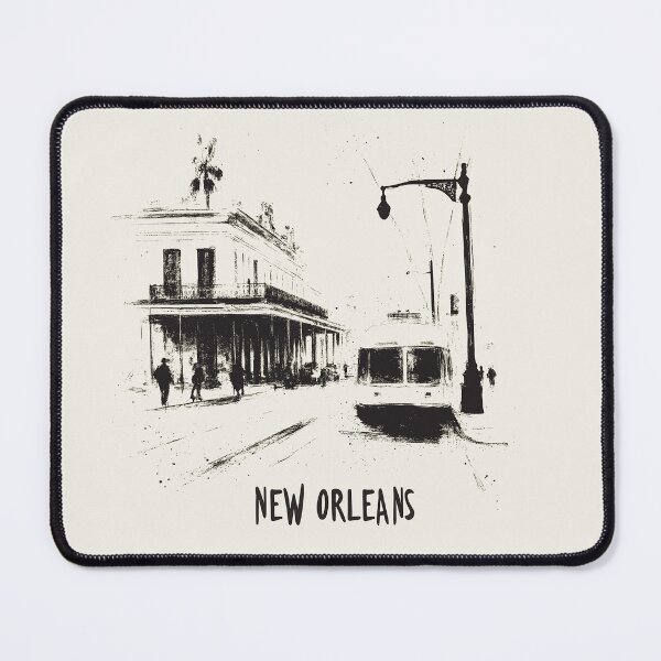 Item preview, New Orleans Streetcar - Vintage Sketch of Historic French Quarter designed and sold by Retro Travel Design.