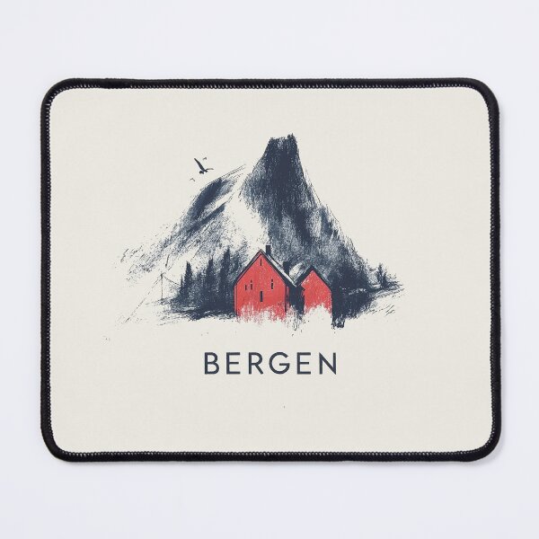 Item preview, Bergen Norway Mountain Landscape - Minimalist Sketch Art designed and sold by Retro Travel Design.