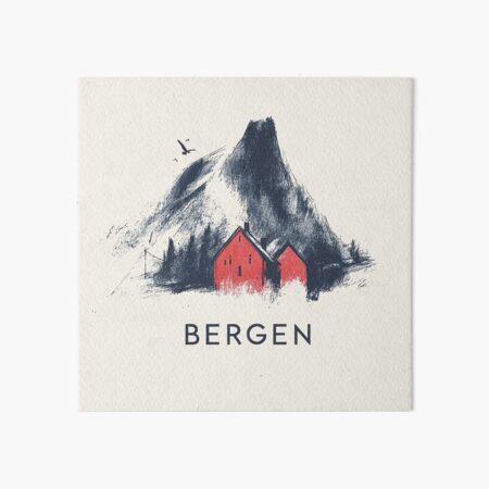 Item preview, Bergen Norway Mountain Landscape - Minimalist Sketch Art designed and sold by Retro Travel Design.