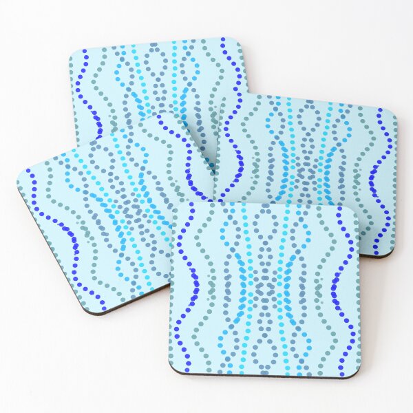Item preview, Wavy vertical dotted lines on light blue designed and sold by Stefrait-7.