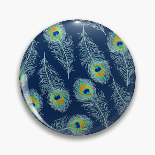 Item preview, Hand-drawn peacock feathers pattern navy designed and sold by Dana Du.