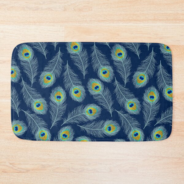 Item preview, Hand-drawn peacock feathers pattern navy designed and sold by Dana Du.
