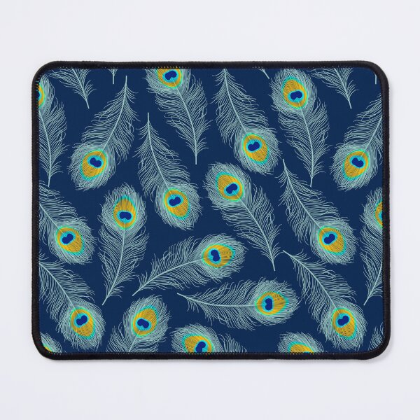 Item preview, Hand-drawn peacock feathers pattern navy designed and sold by Dana Du.