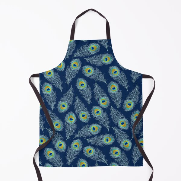 Item preview, Hand-drawn peacock feathers pattern navy designed and sold by Dana Du.