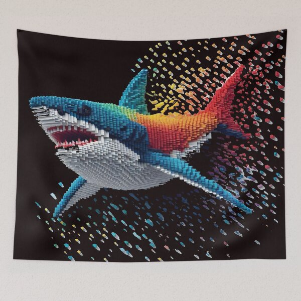 Item preview, Great White Blocky Shark designed and sold by Wanderdreaming.