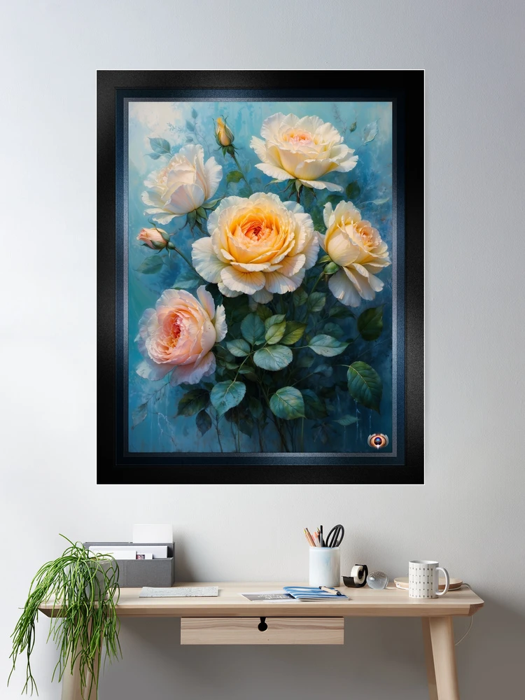 Exquisite Floral Golden Blooms In Soft Radiant Hues AI Concept Art by Xzendor7 - An Enchanting Floral Still Life 2 Exquisite Floral Golden Blooms In Soft Radiant Hues Enchanting AI Concept Art by Xzendor7 Wall Decor Poster Art Print